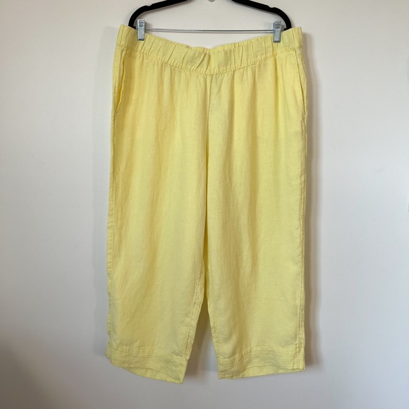 purejill Pants - NEW J.Jill Pure Linen Trapunto Stitched Pants Butter Yellow Womens 2X